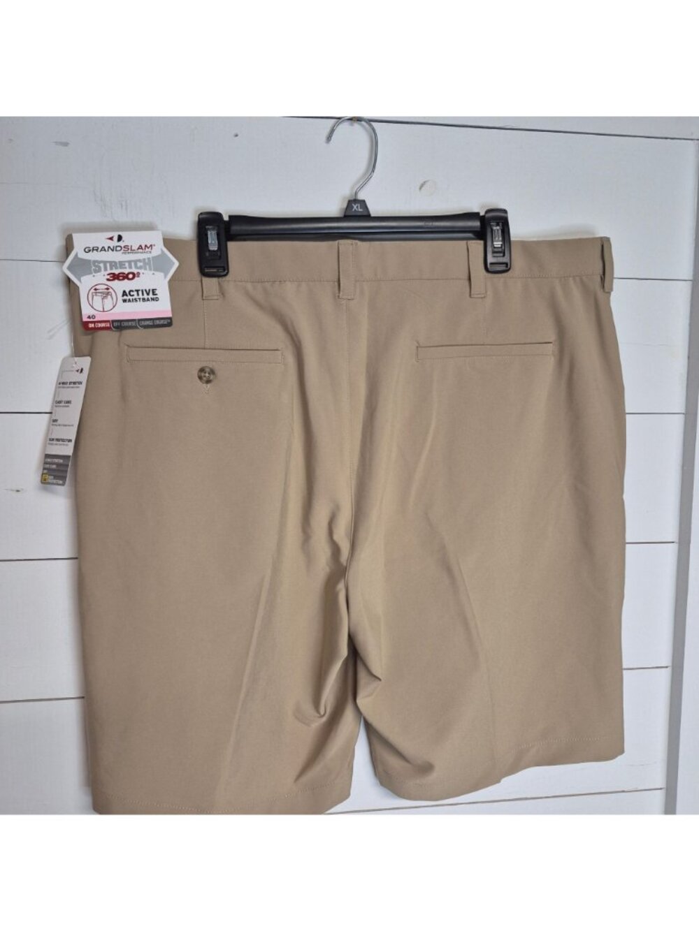 Grand Slam Mens Khaki 4-Way Stretch Golf Shorts With Active Waistband Sun Protec - Picture 5 of 7